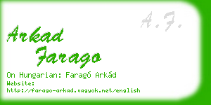 arkad farago business card